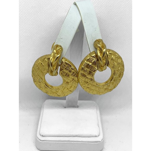 GIVENCHY Vintage Gold Woven Door Knocker Earrings